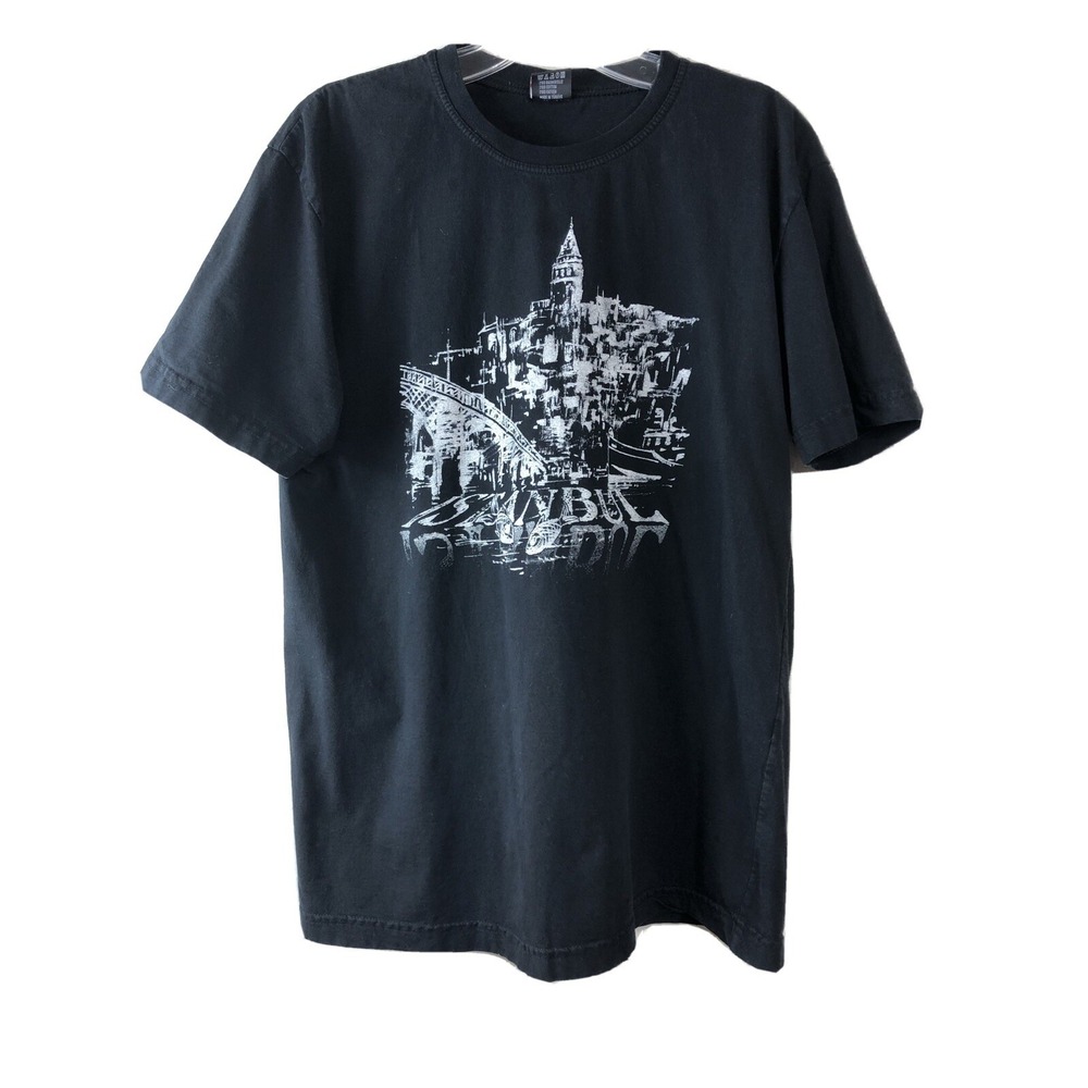 Istanbul Turkey Travel Destination Black Shirt Mens‎ XL Measures Like Mens Large